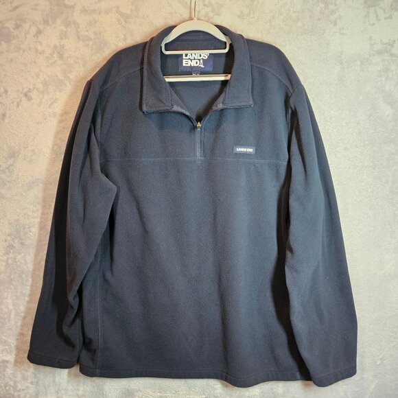Lands End Mens 2XL-T Fleece Pullover Jacket Black Pullover Jacket Outdoor Hiking - Picture 3 of 12